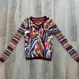 Missoni For Target Zigzag Knit V-Neck Top XS Multicolor Long Sleeve Blouse